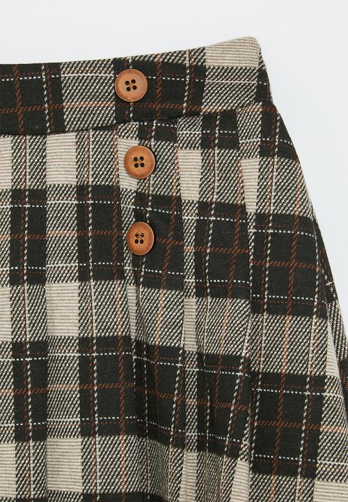 Pop Candy - Plaid pleated skirt - brown