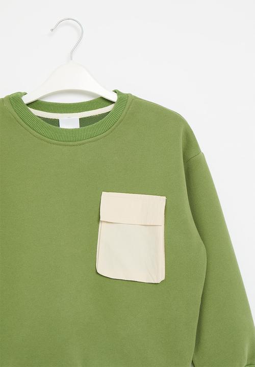 Pop Candy - Contrast pocket sweat top - green