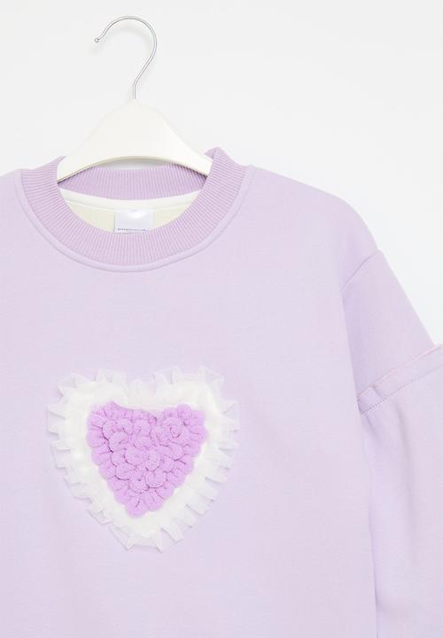 Pop Candy - heart Print sweat top - lilac