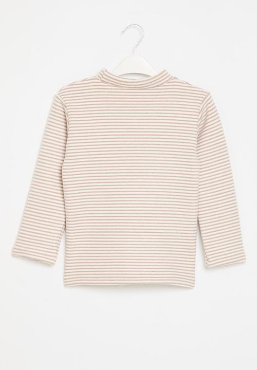 Pop Candy - Striped poloneck - brown & white