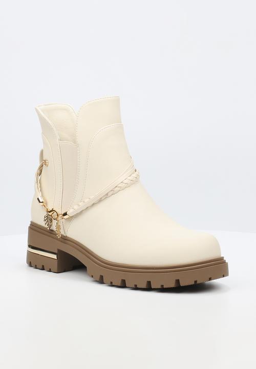 Miss Black - Vadar 3 trim ankle boot - bone