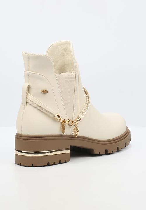 Miss Black - Vadar 3 trim ankle boot - bone