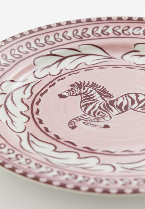H&M - Porcelain mid plate - Pink Patterned