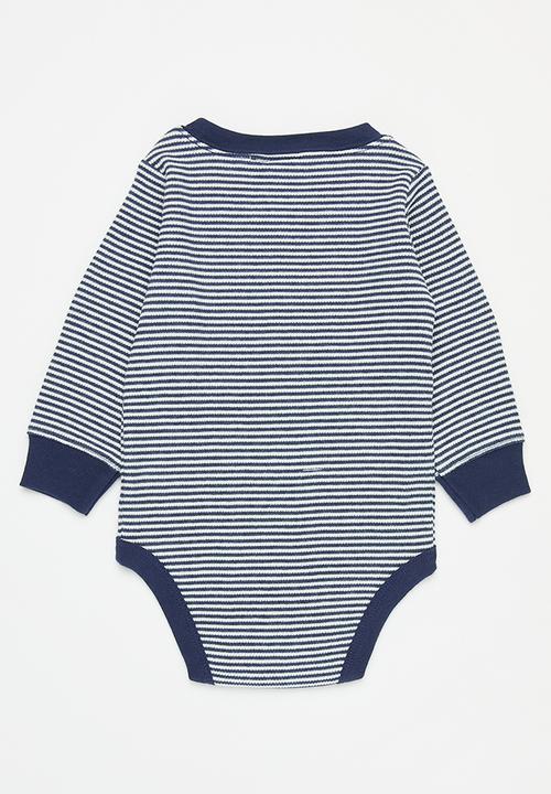 Pop Candy - Striped body vest - blue & white