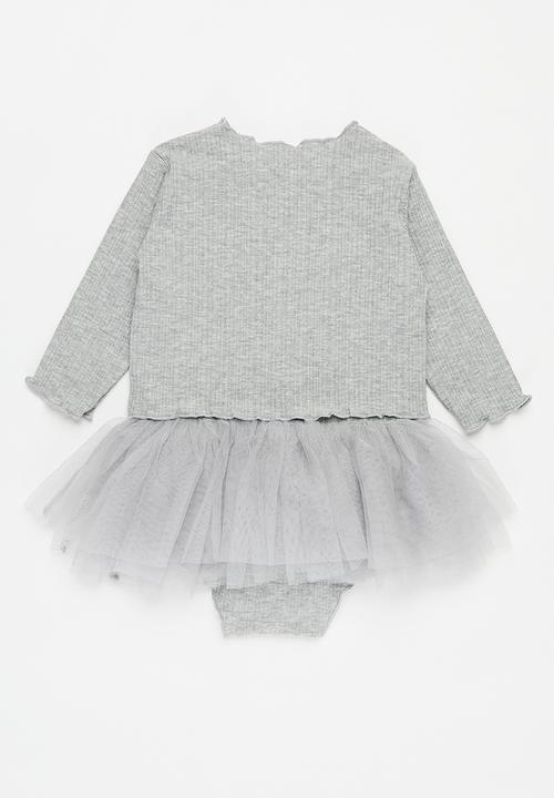 Pop Candy - Rib & mesh dress - grey