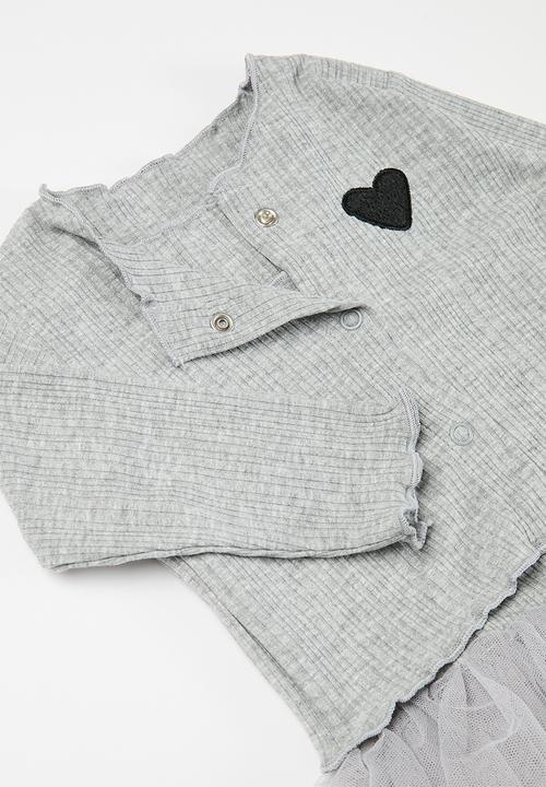 Pop Candy - Rib & mesh dress - grey