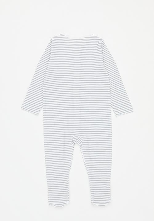Pop Candy - Striped sleepsuit - grey & white