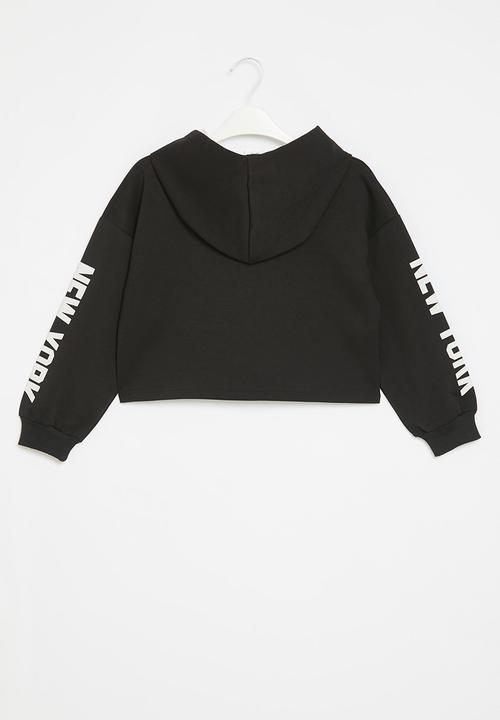 Pop Candy - Hooded cropped sweat top - black/new york