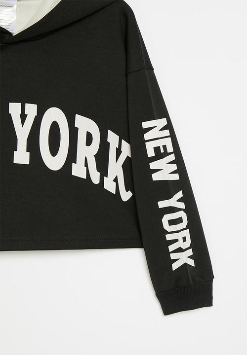 Pop Candy - Hooded cropped sweat top - black/new york