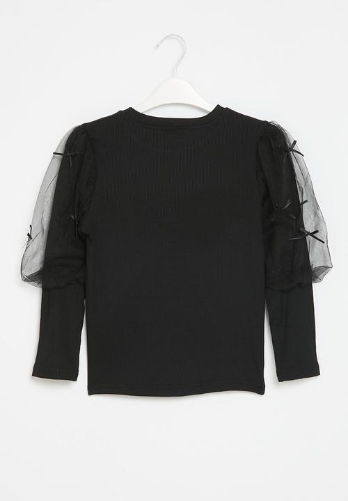 Pop Candy - Mutton sleeve top - black