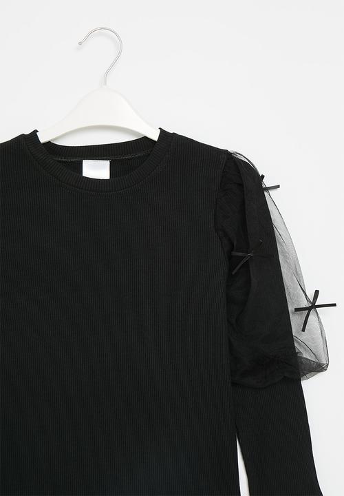 Pop Candy - Mutton sleeve top - black