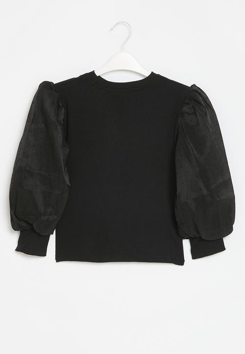 Pop Candy - Puff sleeve top - black