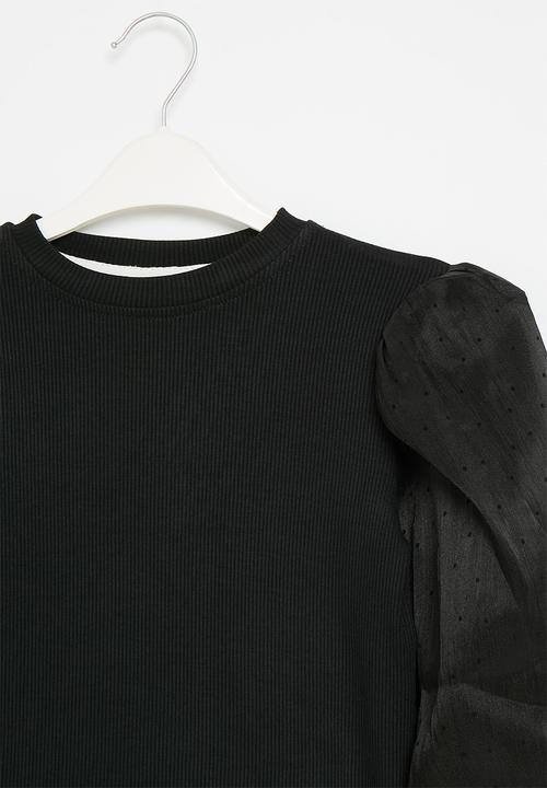 Pop Candy - Puff sleeve top - black