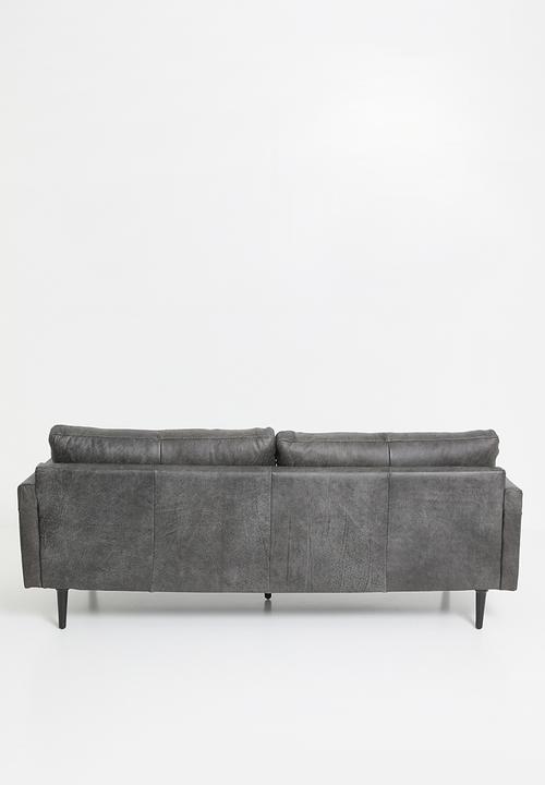 Sixth Floor - Hadley Genuine leather 3 seater - Andes Charcoal