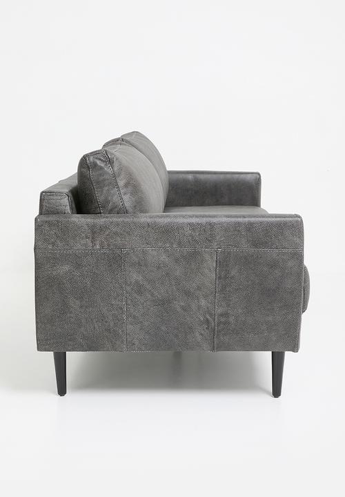 Sixth Floor - Hadley Genuine leather 3 seater - Andes Charcoal