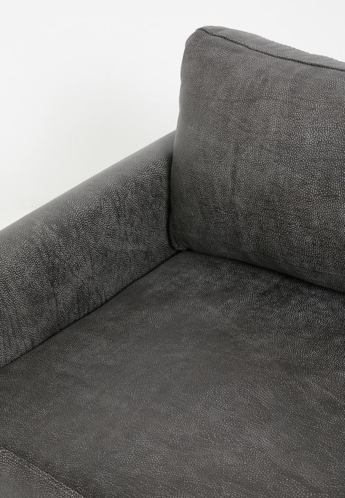 Sixth Floor - Hadley Genuine leather 3 seater - Andes Charcoal