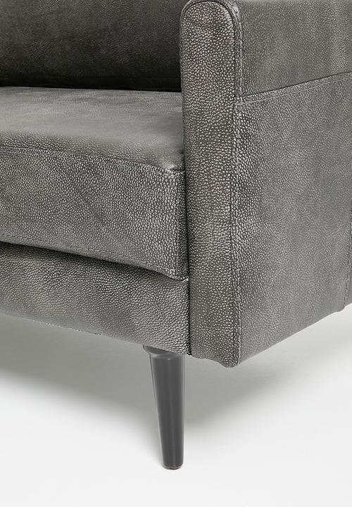 Sixth Floor - Hadley Genuine leather 3 seater - Andes Charcoal