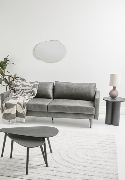 Sixth Floor - Hadley Genuine leather 3 seater - Andes Charcoal