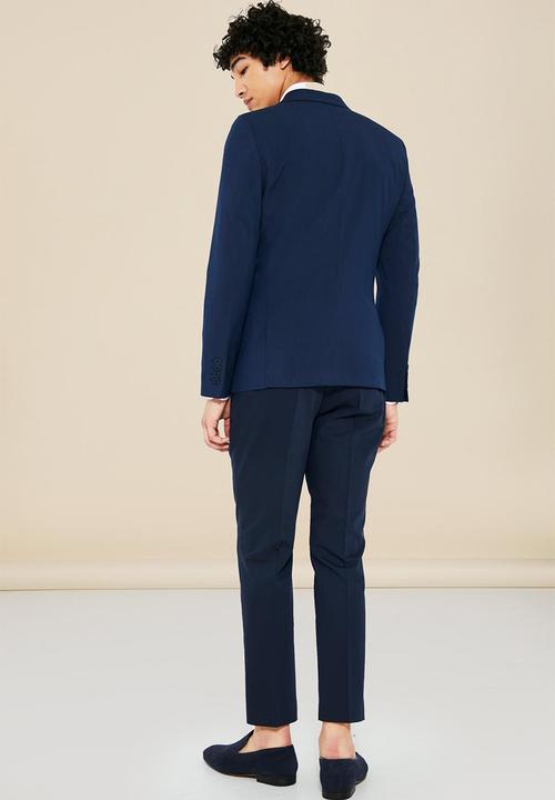 boohooMAN - Super skinny double breasted suit jacket - navy