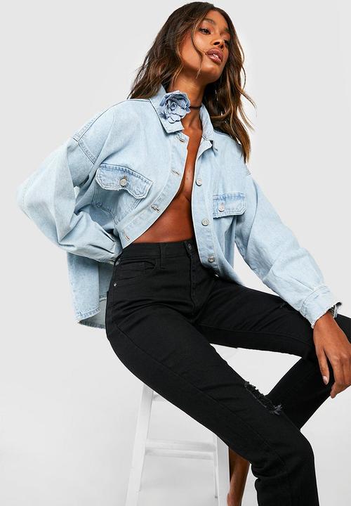 boohoo - Basics high waisted ripped skinny jeans - black