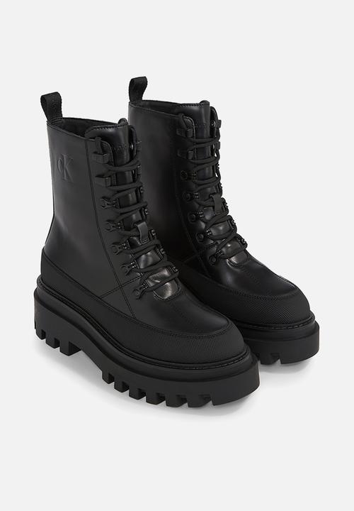 Calvin Klein - Flatform lace up boot lth - triple black