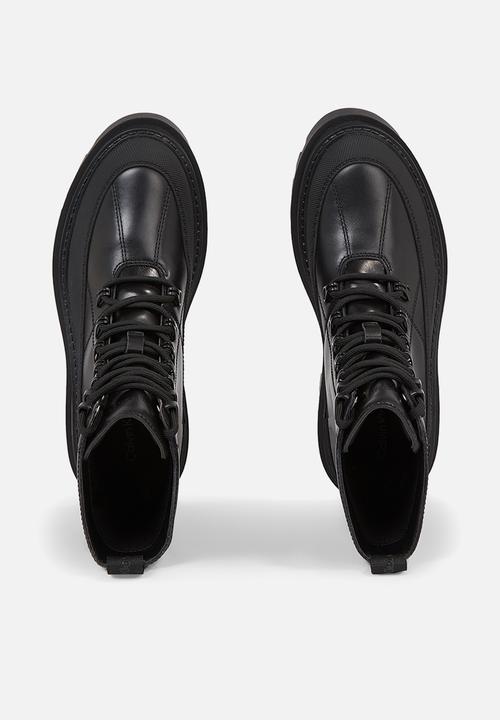Calvin Klein - Flatform lace up boot lth - triple black