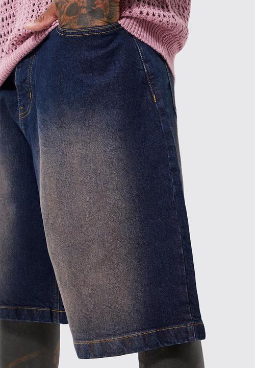 boohooMAN - Parachute tinted denim shorts - dark blue