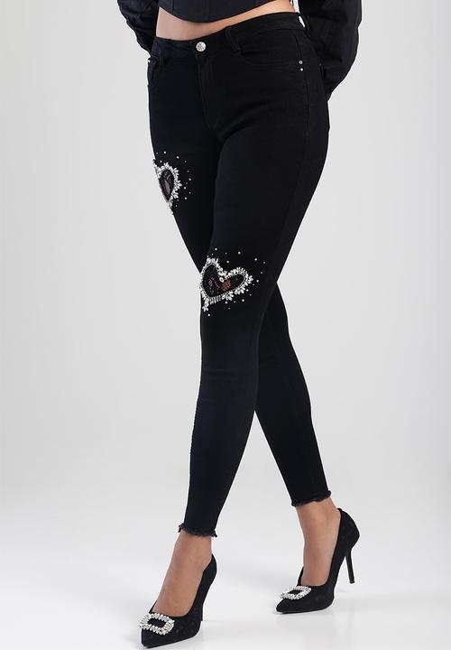 SISSY BOY - Axel Skinny With Heart Trim - Black