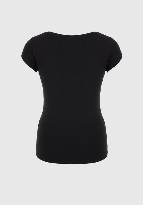 SISSY BOY - Fitted Floral Print And Bling Logo Top - Black