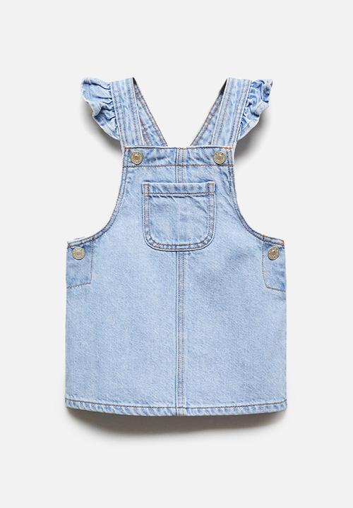 MANGO - Dungaree dress ruffi - light denim