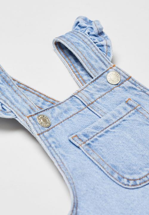 MANGO - Dungaree dress ruffi - light denim