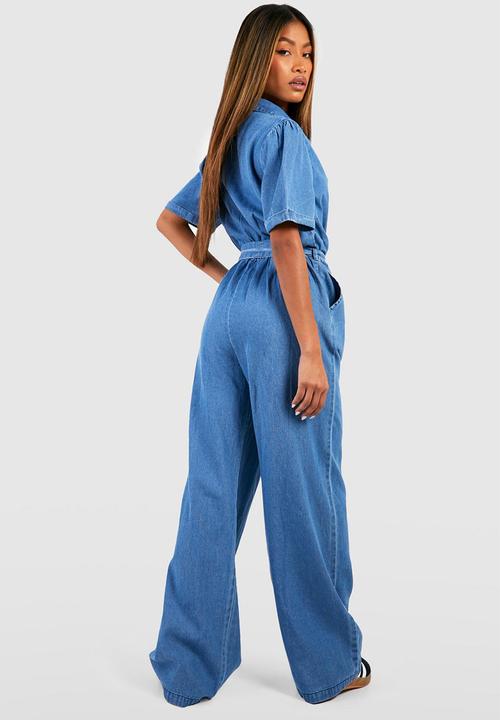 boohoo - Chambray denim jumpsuit - indigo