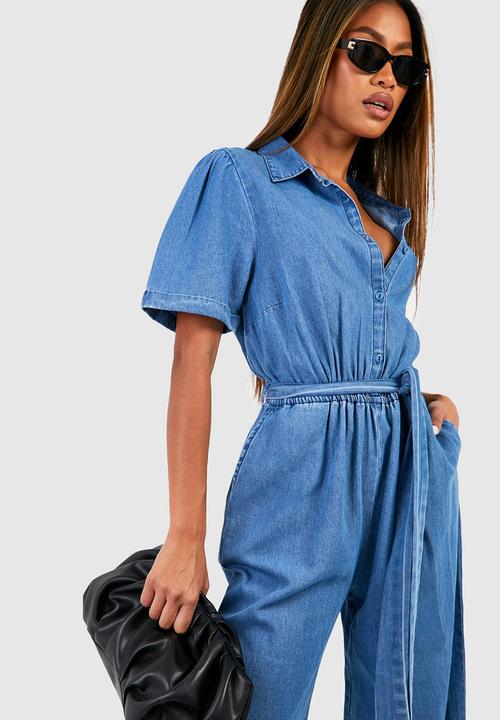 boohoo - Chambray denim jumpsuit - indigo