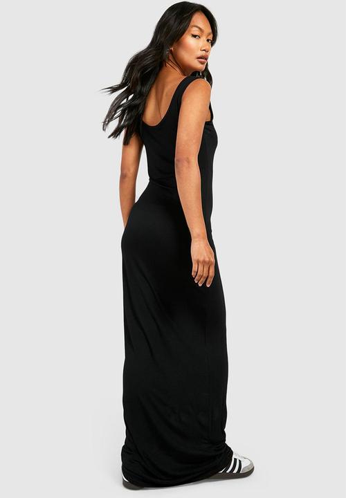 boohoo - Basic scoop neck maxi dress - black