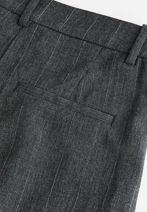 H&M - Wide trousers - dark grey/pinstriped 