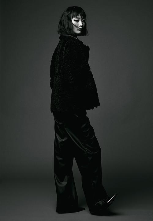 H&M - Wide coated trousers - black