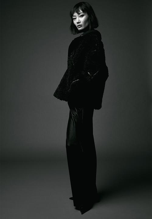 H&M - Wide coated trousers - black
