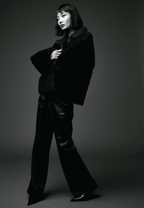 H&M - Wide coated trousers - black