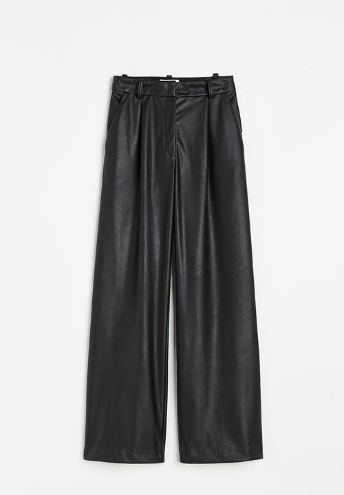 H&M - Wide coated trousers - black