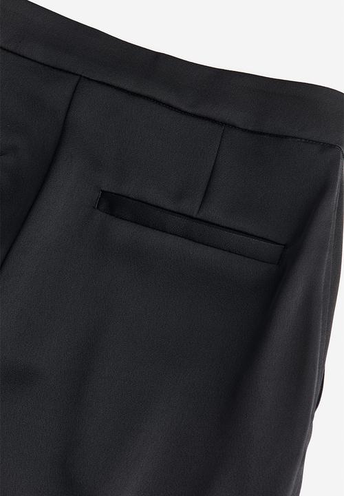 H&M - Wide satin trousers - black