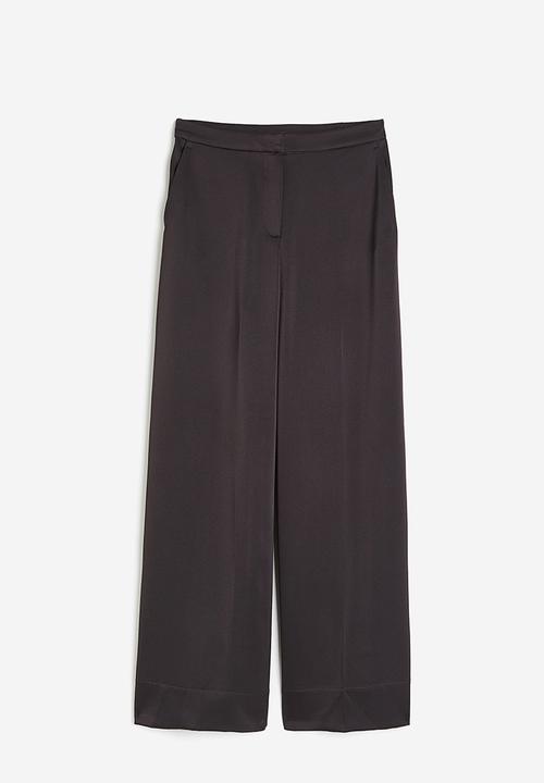 H&M - Wide satin trousers - dark grey