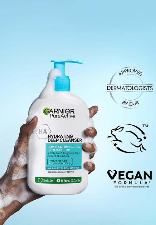 Garnier - Pure Active Hydrating Deep Hyaluronic Acid Foaming Cleanser 250ml