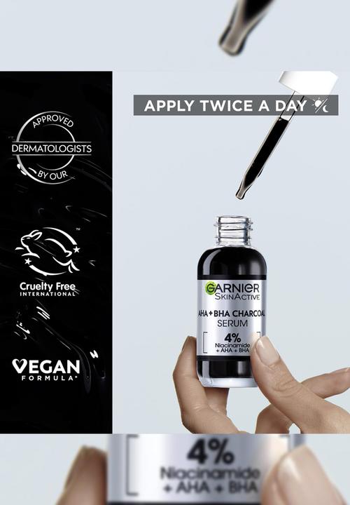 Garnier - Pure Active AHA BHA Charcoal Serum 30ml