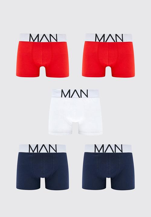 boohooMAN - 5 pack mix colour man trunks - multi