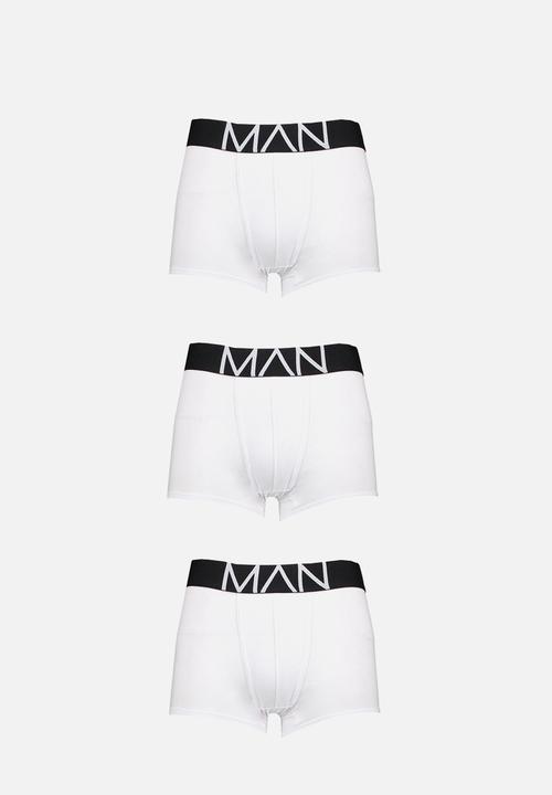 boohooMAN - 3 pack man trunks - white
