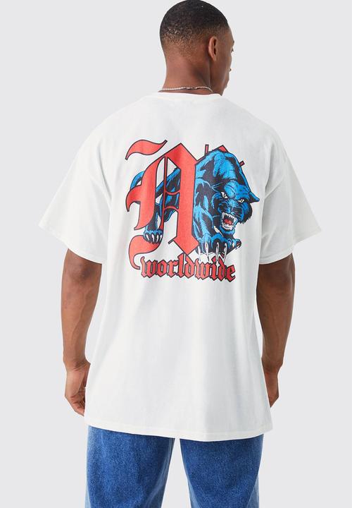 boohooMAN - Oversized worldwide back graphic t-shirt - white