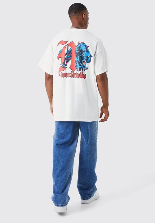 boohooMAN - Oversized worldwide back graphic t-shirt - white