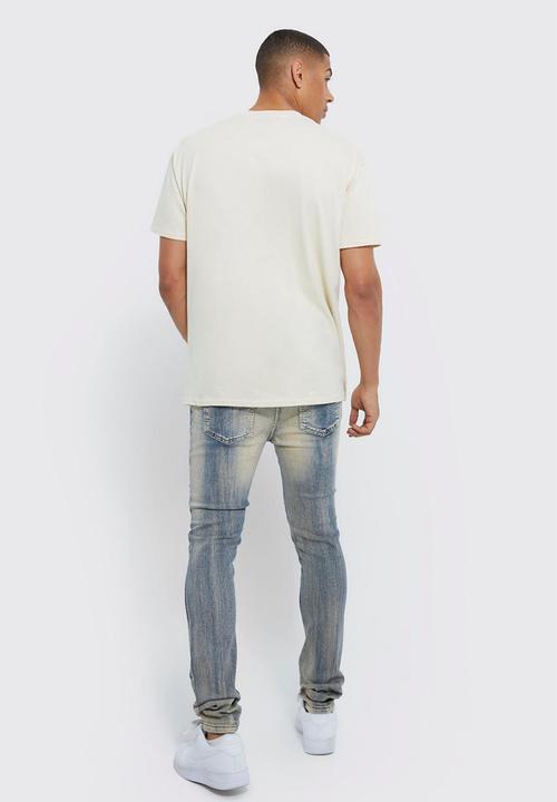 boohooMAN - Oversized chicago print t-shirt - sand