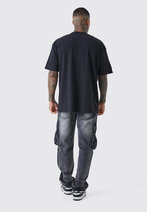 boohooMAN - Oversized homme graphic t-shirt - black