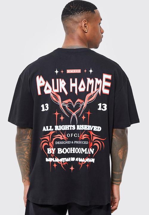 boohooMAN - Oversized pour homme back graphic t-shirt - black